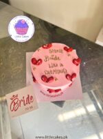 Pink cake with red hearts shining like diamond