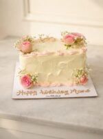 Rectangular Cake with Pink Roses - Image 5