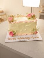 Rectangular Cake with Pink Roses