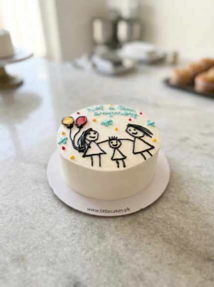 Cute Family Birthday Doodle Cake